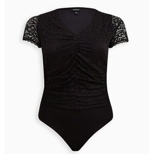 Torrid lace cinched black noir bodysuit short sleeve plus size 4X new w tag